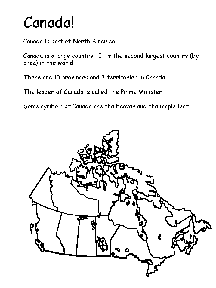 Canada Map Activity Sheets About Canada PreK to Gr.1