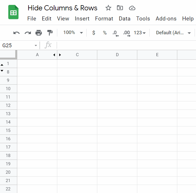 How To Hide Columns & Rows In Google Sheets