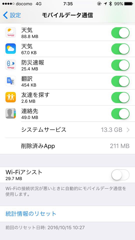 iPhone,iPadのモバイルデータ通信量をチェックする方法