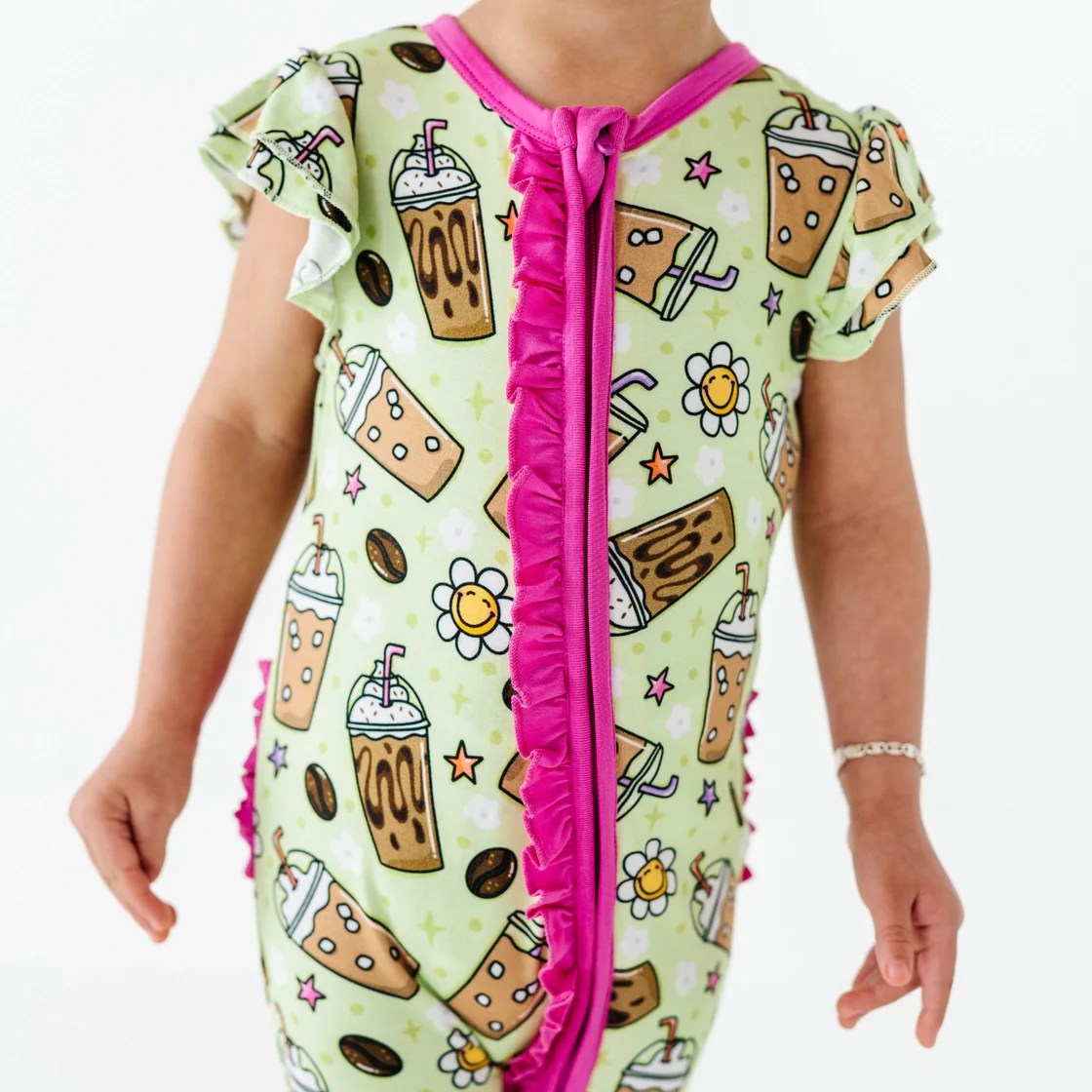 Kiki + Lulu Cold Brew Crew Short Sleeve Ruffle Romper Kiki's Decor & More