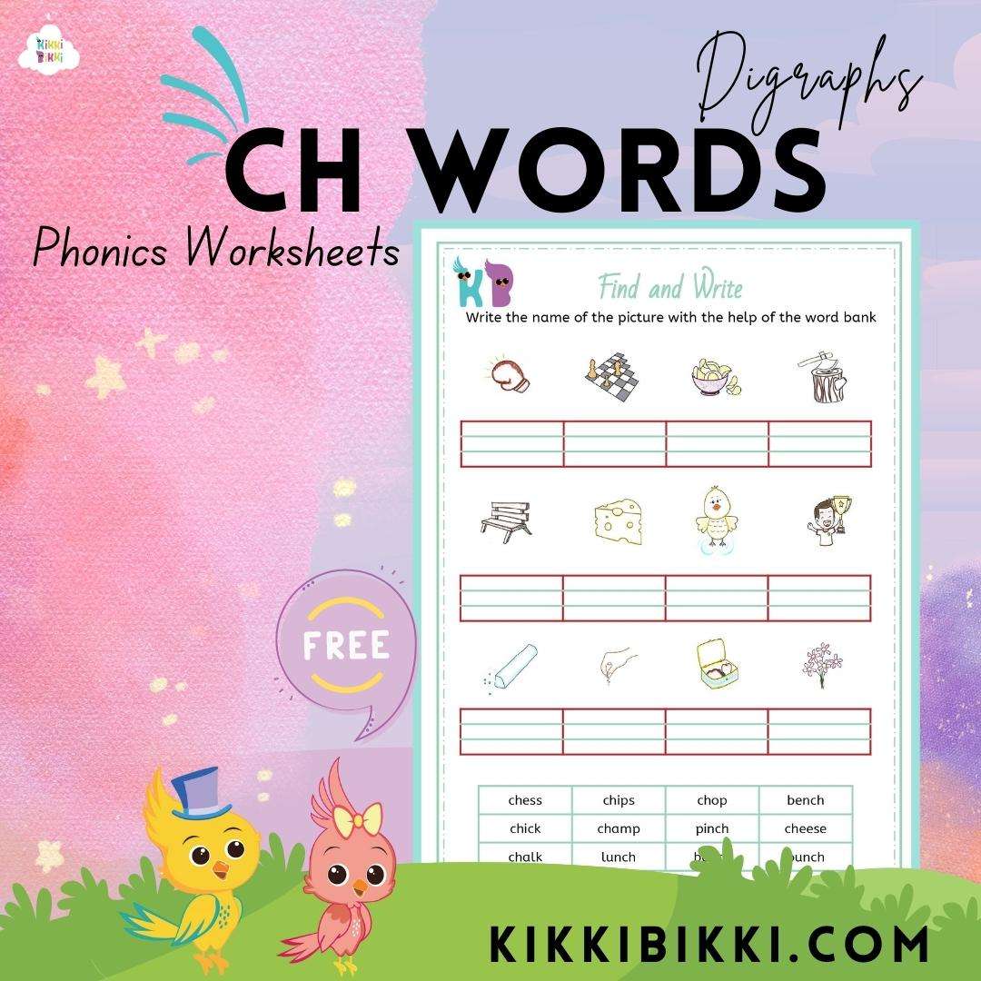 ch Words - Kindergarten Worksheet - Free Phonics Printable