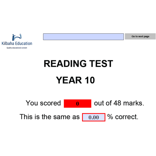 Literacy Tests Reading Year 10