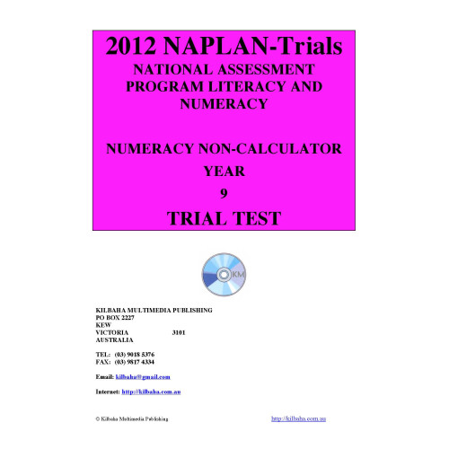 2012 Y9 Numeracy NonCalculator