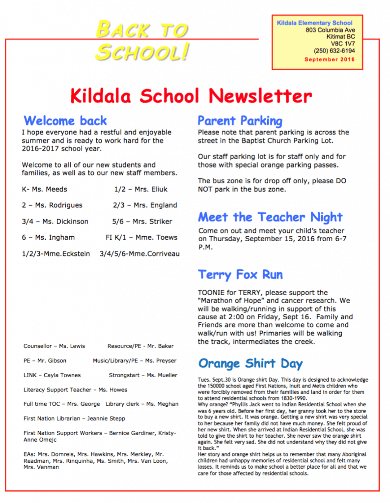 September 2016 Kildala Elementary School