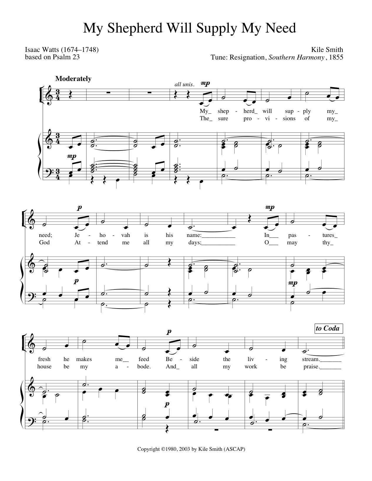 My Shepherd Will Supply My Need | Kile Smith • composer