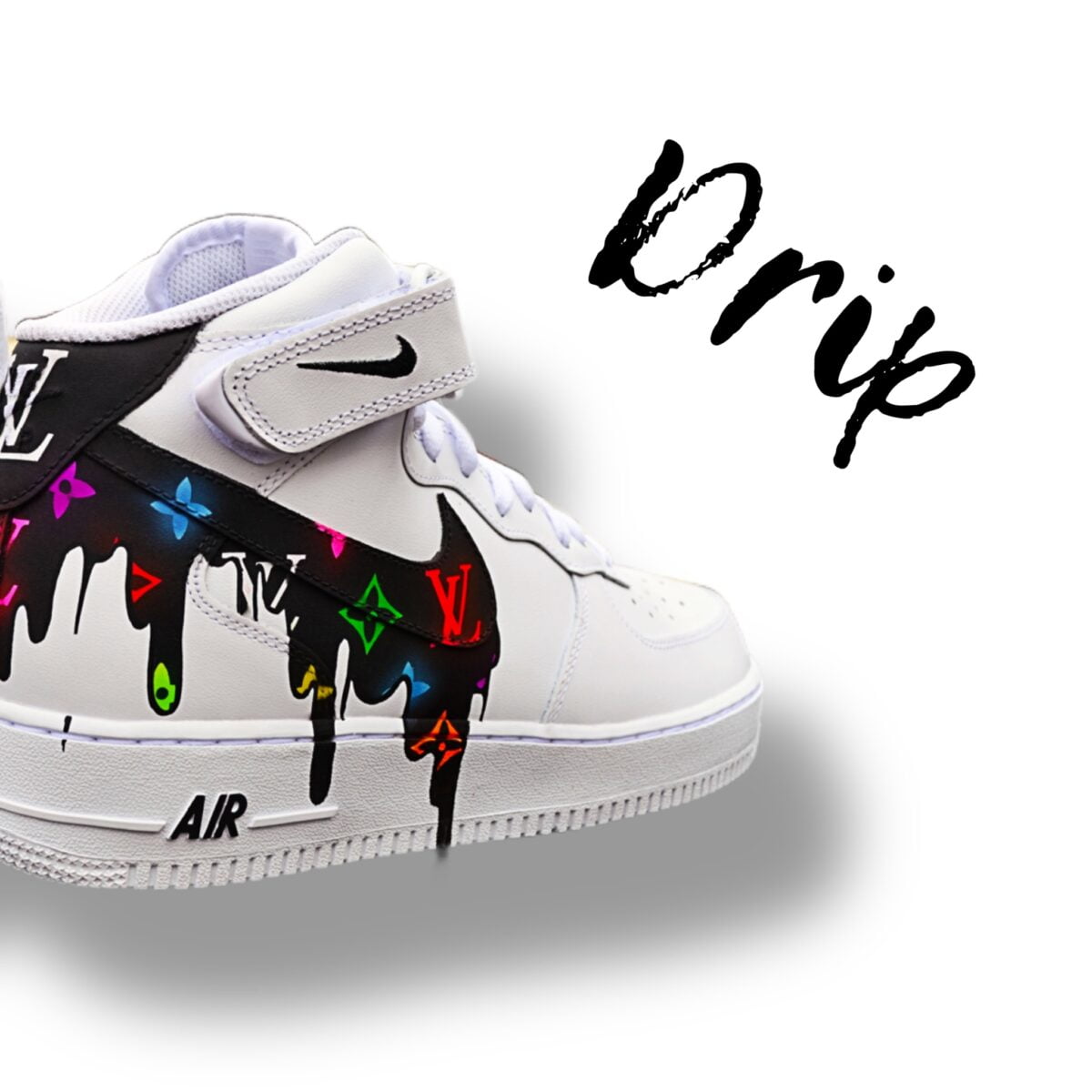 Custom Nike Air Force 1 LV wrap around swoosh drip Killer Crep Customz