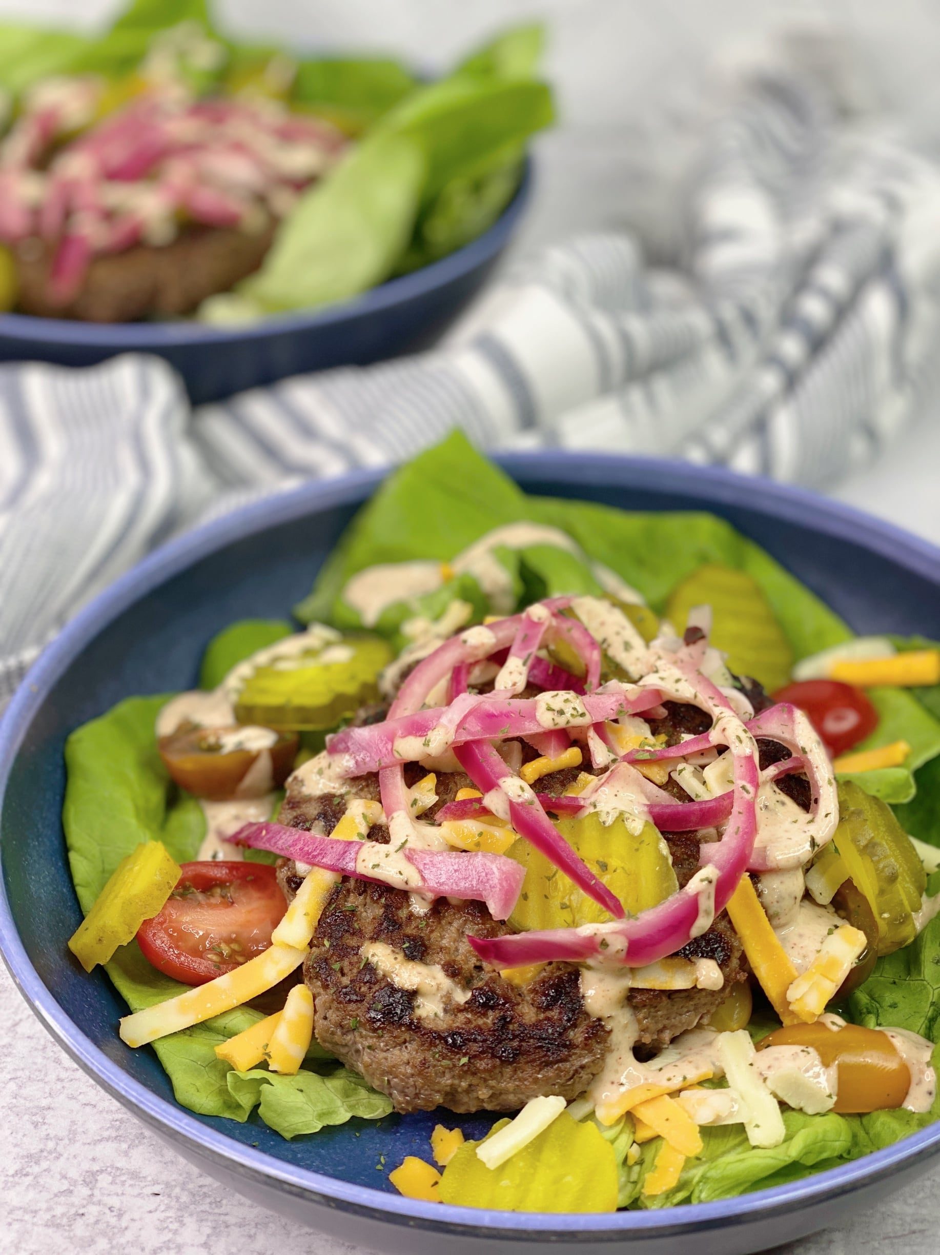 Healthy Burger Salad Bowl with Special Sauce • Cooking with Kim