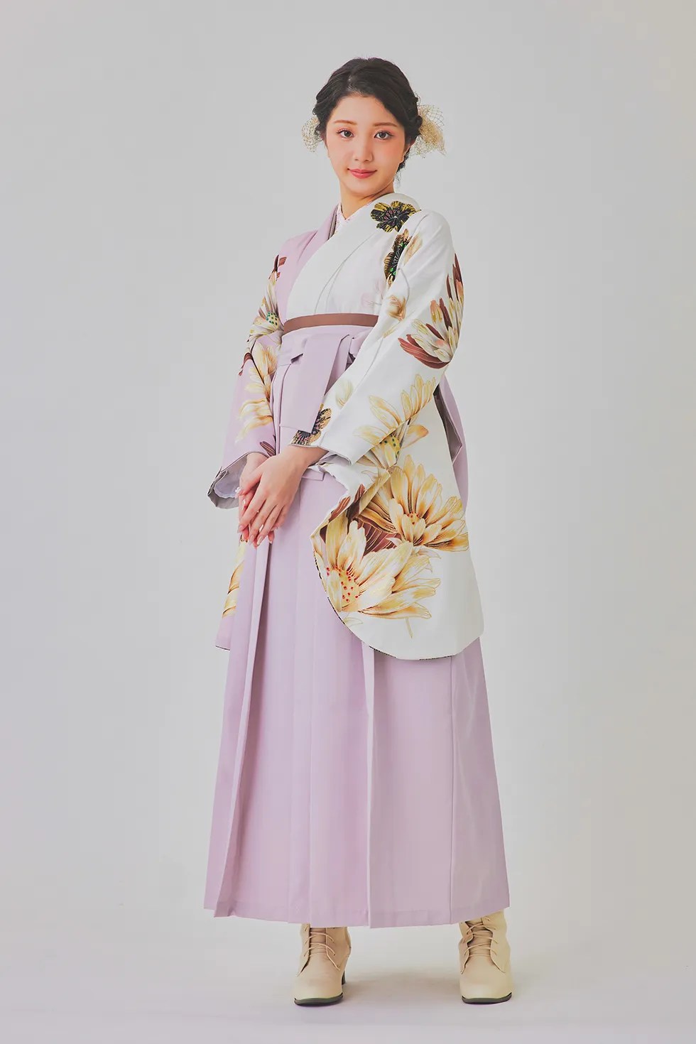 可愛い白い袴コーディネート例