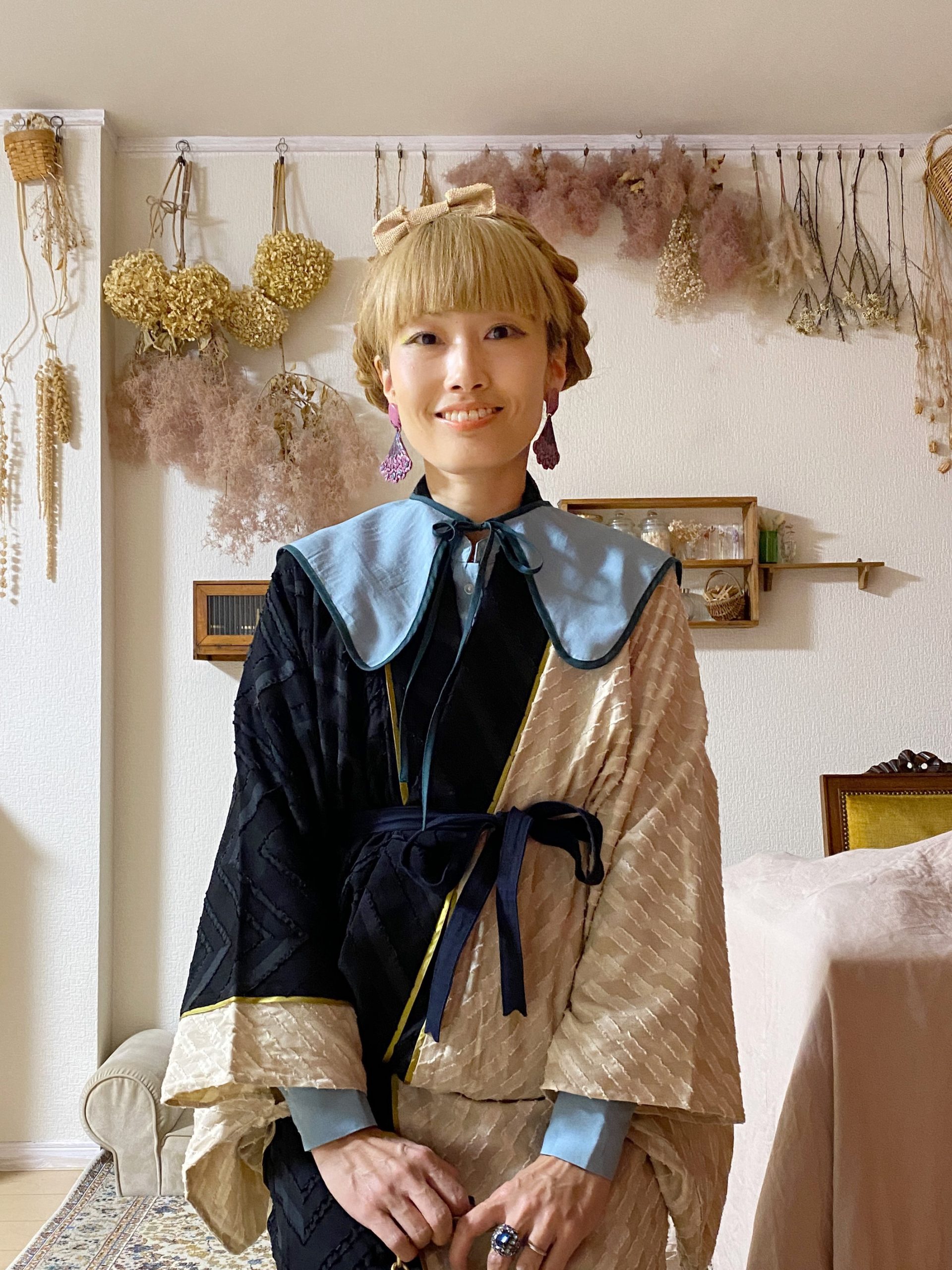 個人 着付け教室 洋服ミックス おはしょりギャザー 帯なし