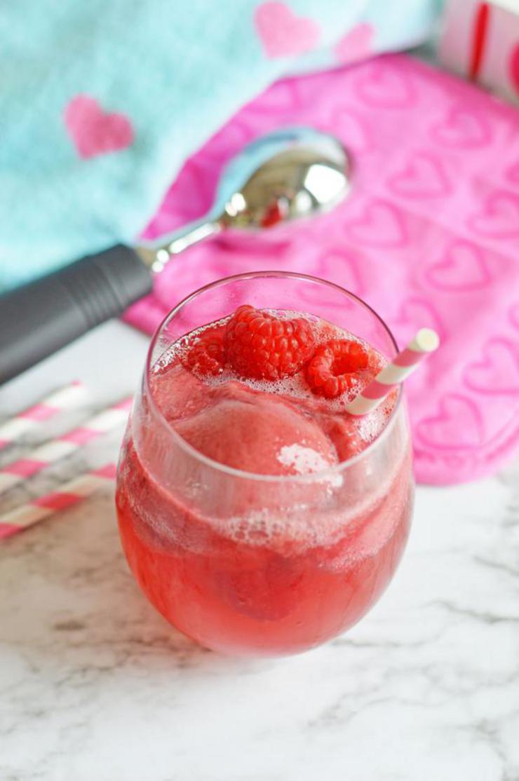 Alcoholic Drinks BEST Raspberry Champagne Float Recipe Easy and Simple Mimosa Cocktail