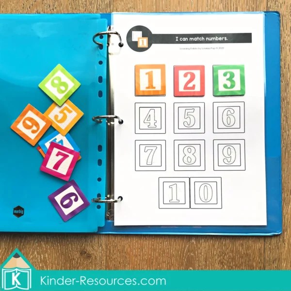 Learning Folder for 35 Toddler Binder Alphabet & Number Match
