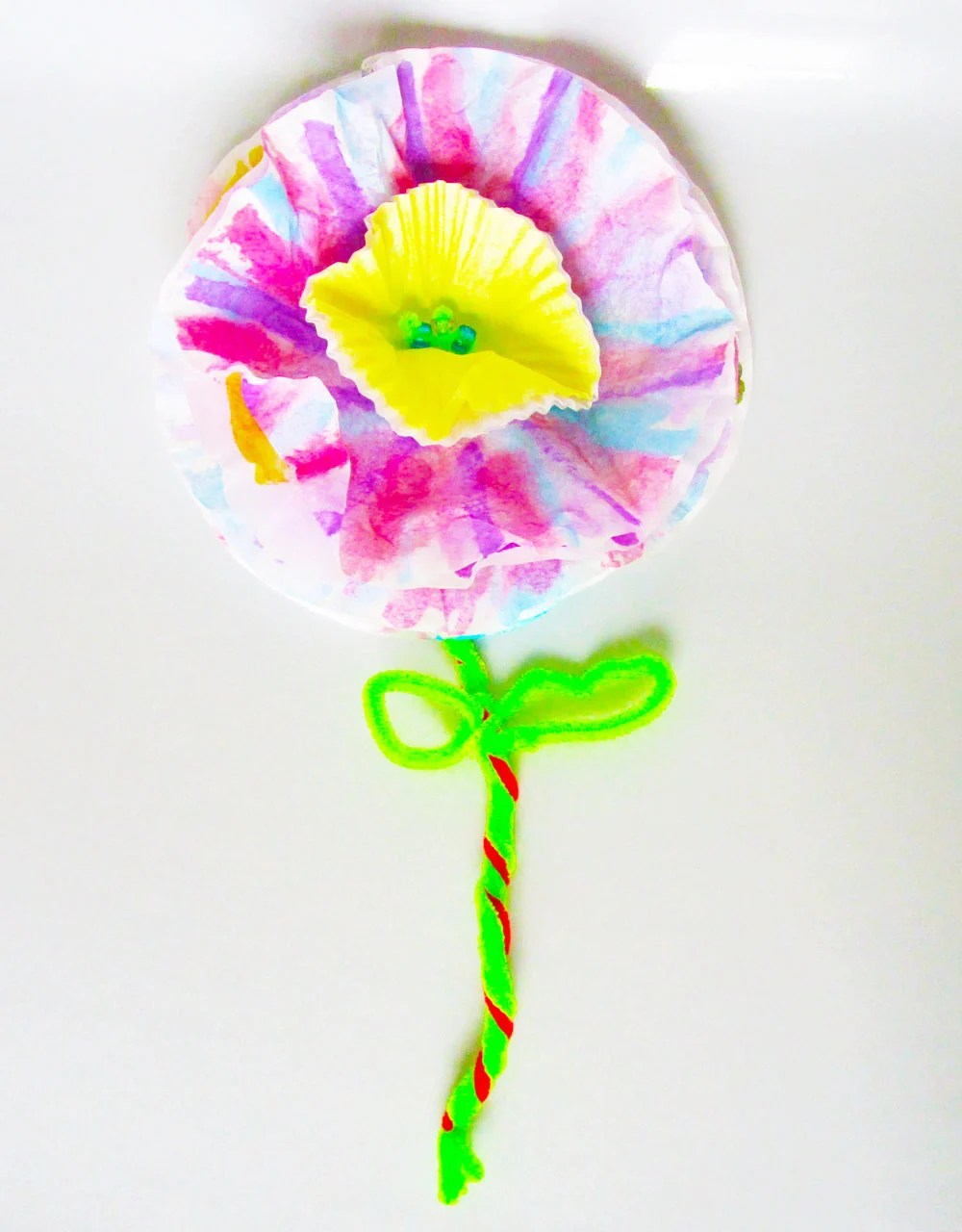 Coffee Filter Flowers for Kids. Watercolours or Markers.