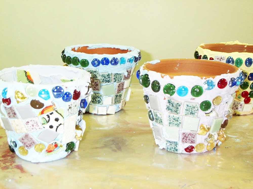 Mosaic Flowerpots Craft for Kids from