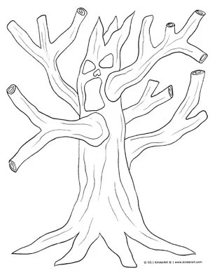 Spooky Tree Coloring Page — KinderArt