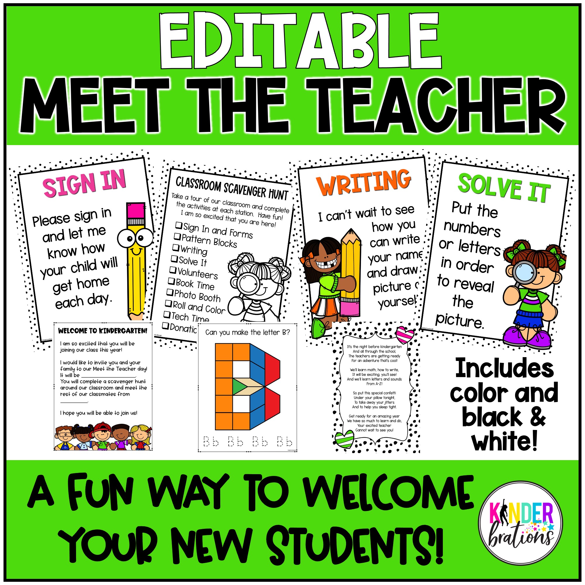 EDITABLE Meet the Teacher & Open House Scavenger Hunt Centers