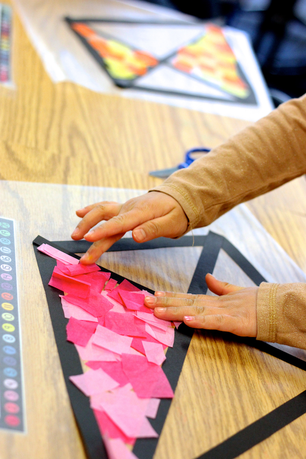 Stained Glass Kite Decorations Made from Tissue Paper