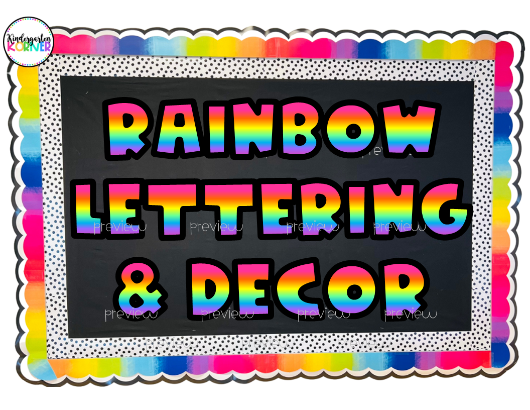 Rainbow Bulletin Board Letters Classroom Décor Kindergarten Korner