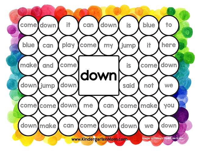 Free Sight Word Printables Dab n' Dot Kindergarten Mom