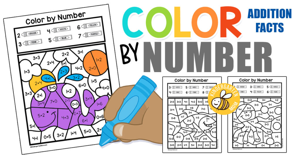 Addition Color by Number Worksheets Kindergarten Mom