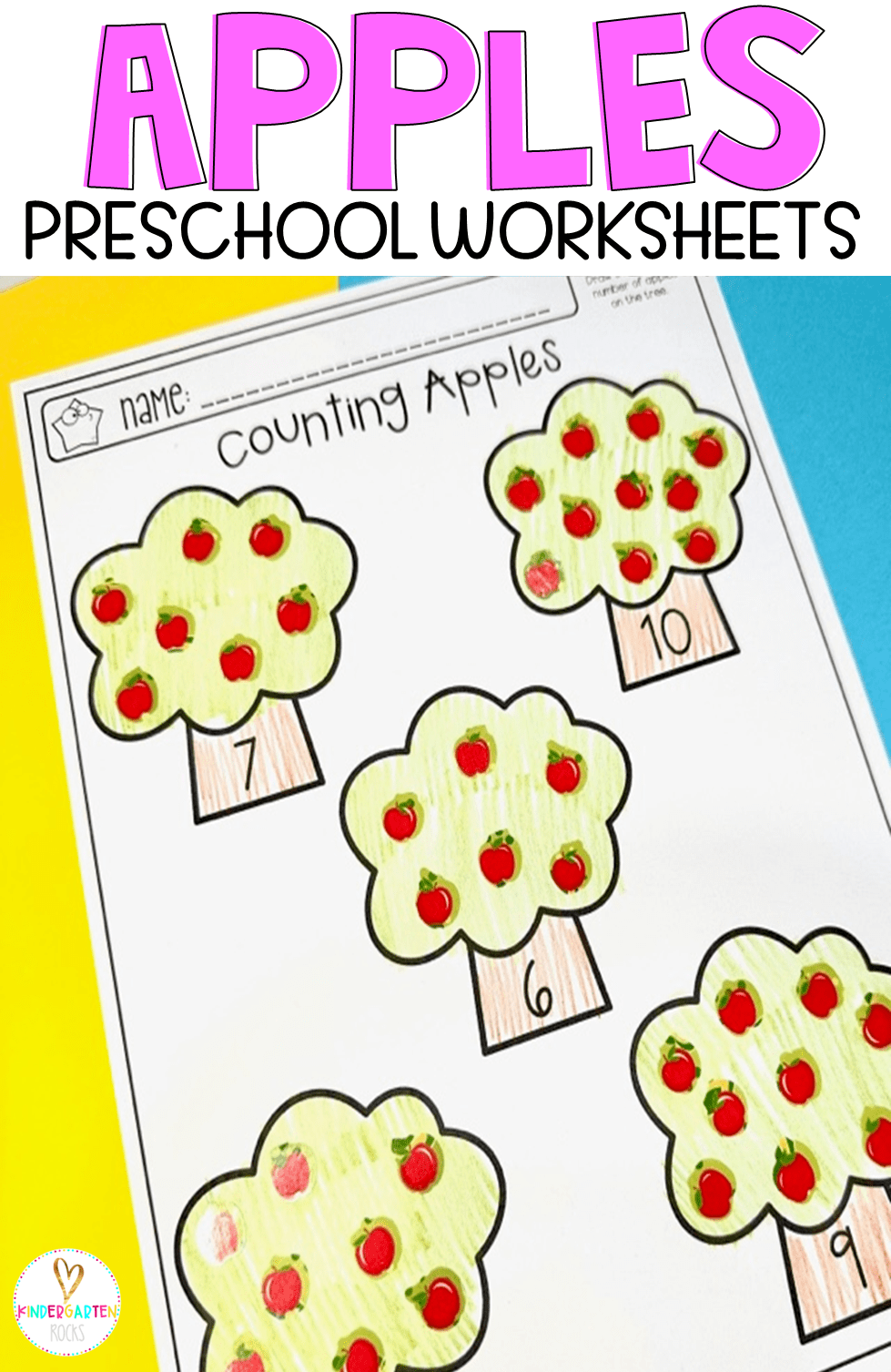 Apple Worksheets for Preschool - Kindergarten Rocks Resources