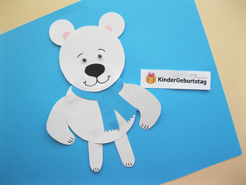 Eisbär basteln aus Papier Anleitung und Vorlage für den Kindergerten und die Schule