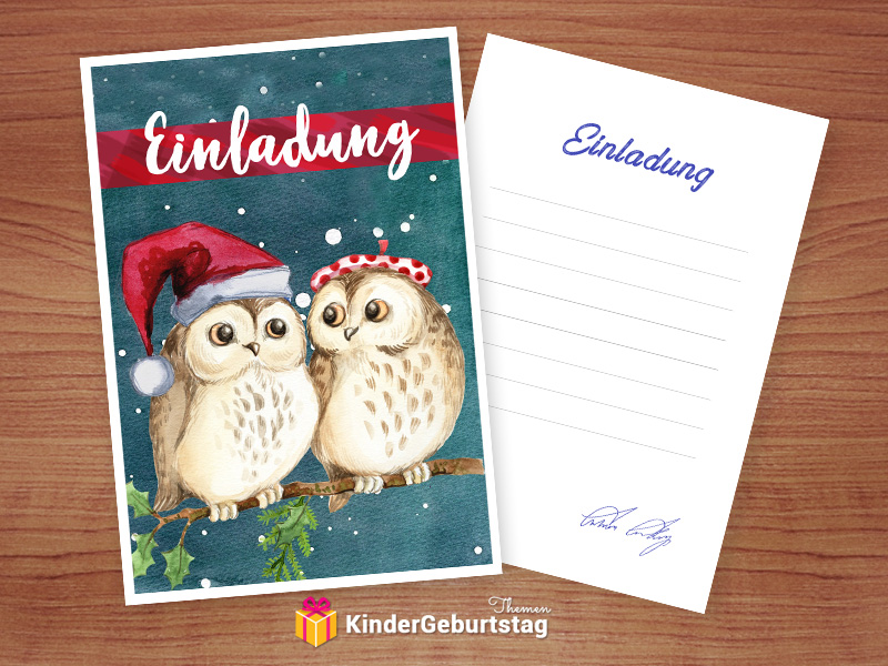 Eulen Einladung Bastelvorlage zum Ausdrucken gratis