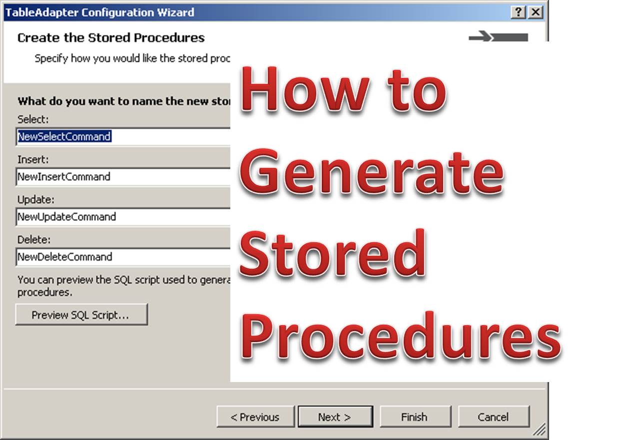 How to Generate Stored Procedure Automatically From Visual Studio The