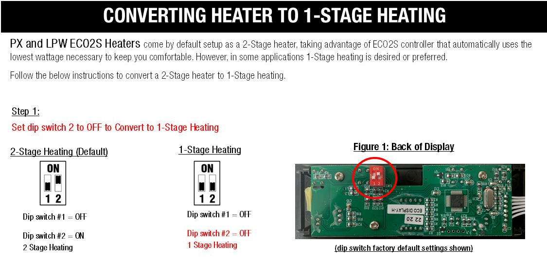 King Electric ECO2S Support How To Setup an ECO2S Heater as a 1