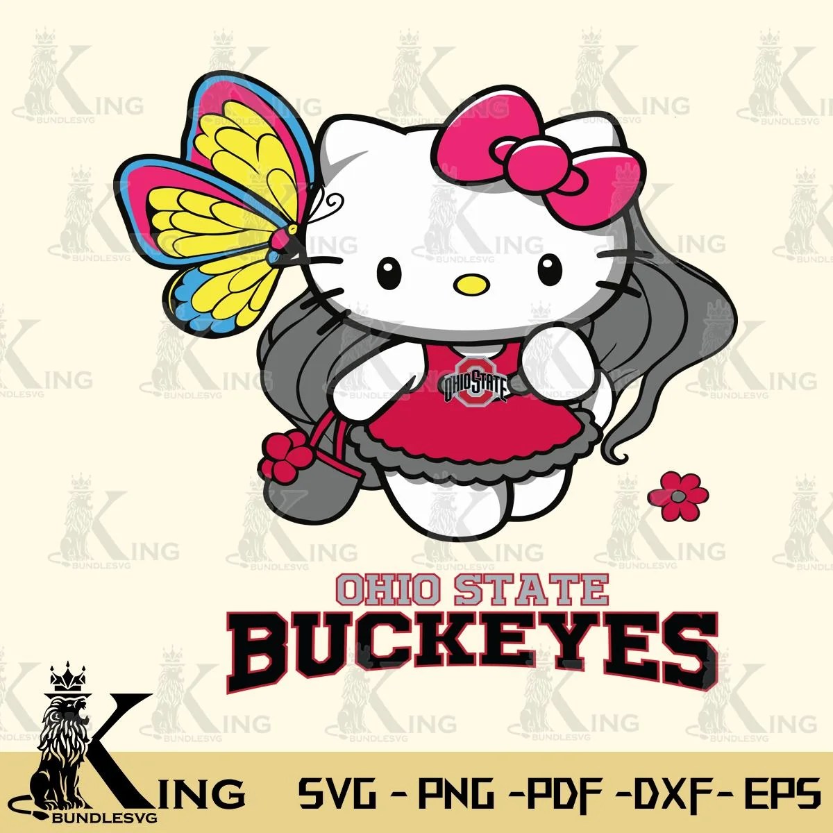 Ohio State Buckeyes Kitty Cartoon Kingbundlesvg