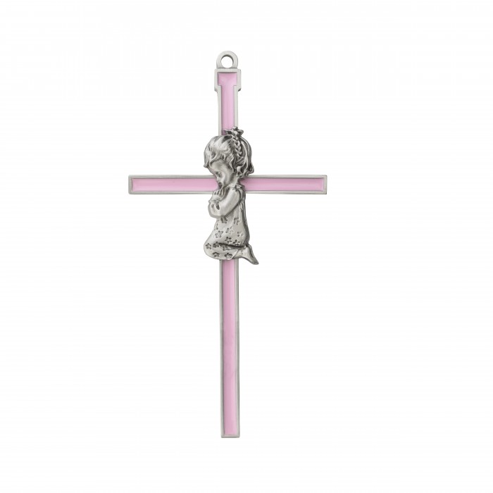 Crosses, Crucifixes 6 inch Girl Wall Cross Pink (Pack of