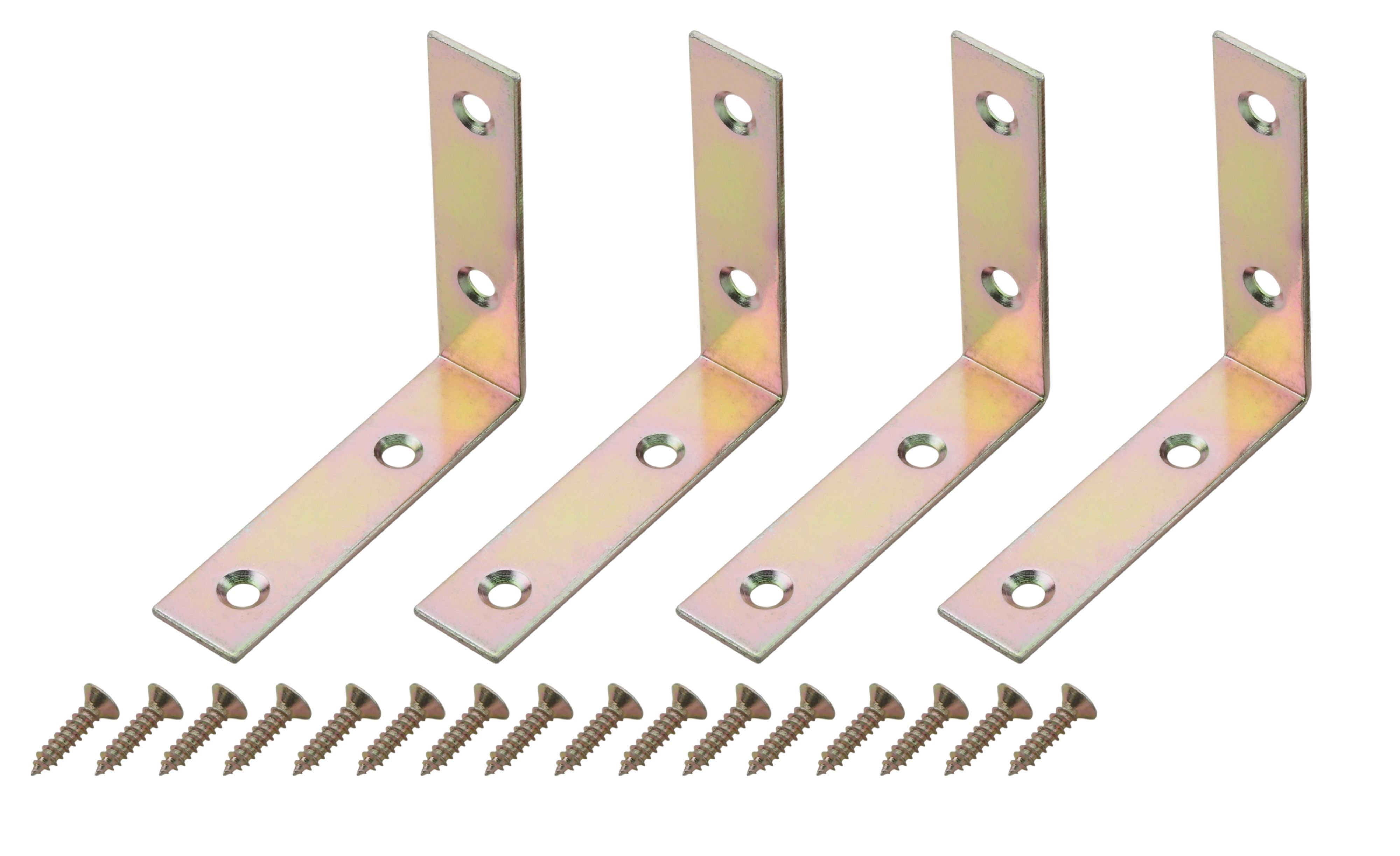 B&Q Silver Zinc effect Mild steel Corner brace bracket Departments
