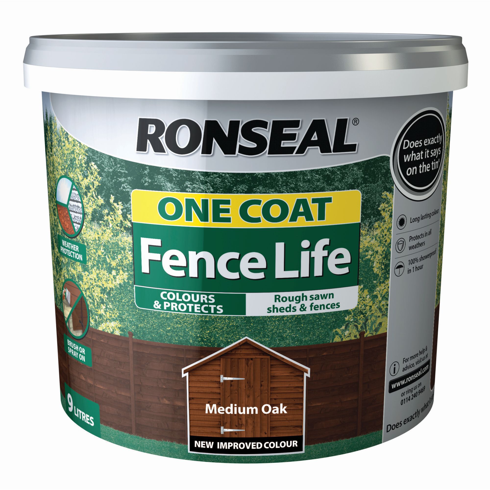 Ronseal Fence life Medium oak Matt Opaque Shed & fence treatment 9L