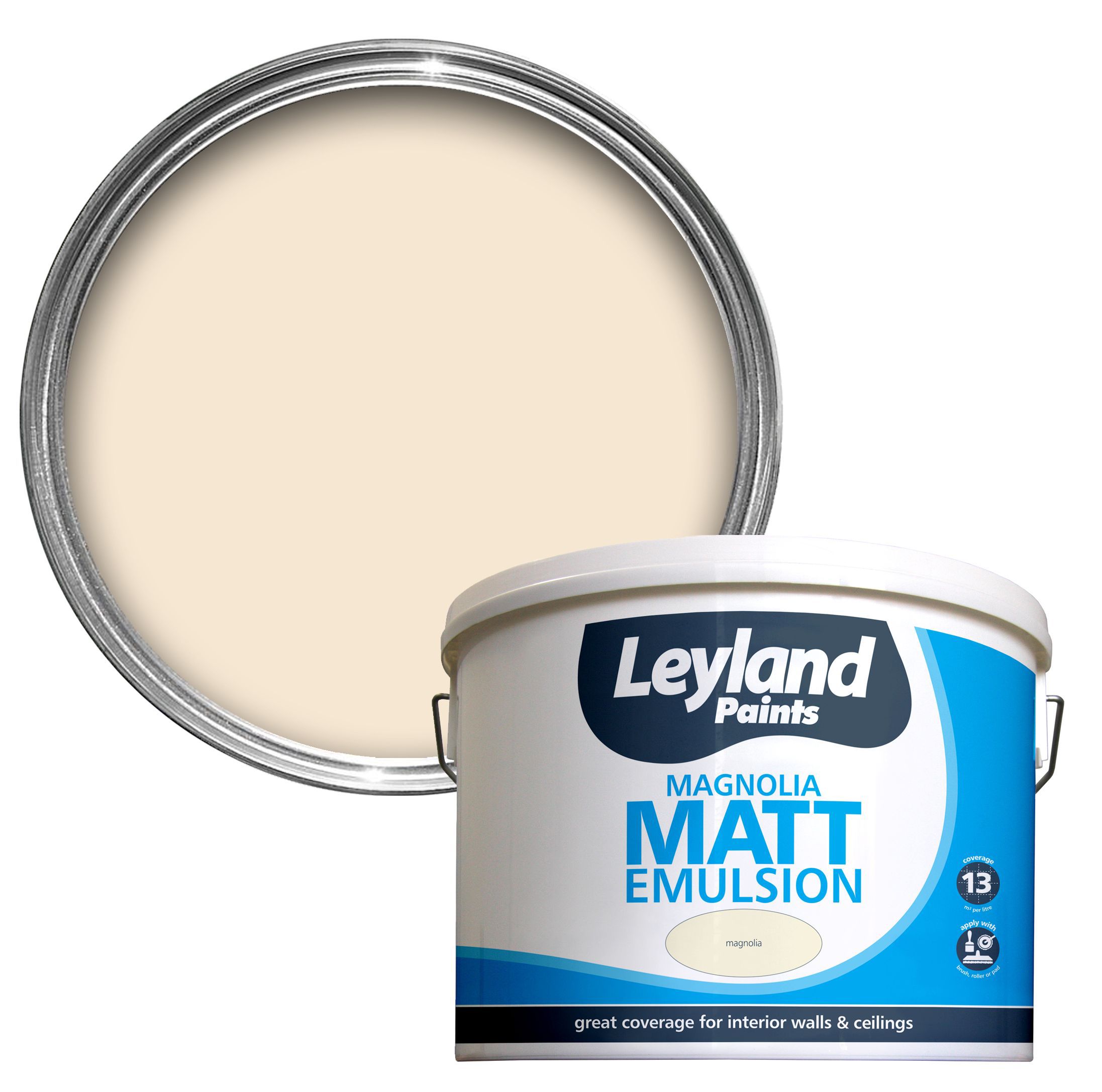Leyland Magnolia Matt Emulsion paint 10L Departments DIY at B&Q