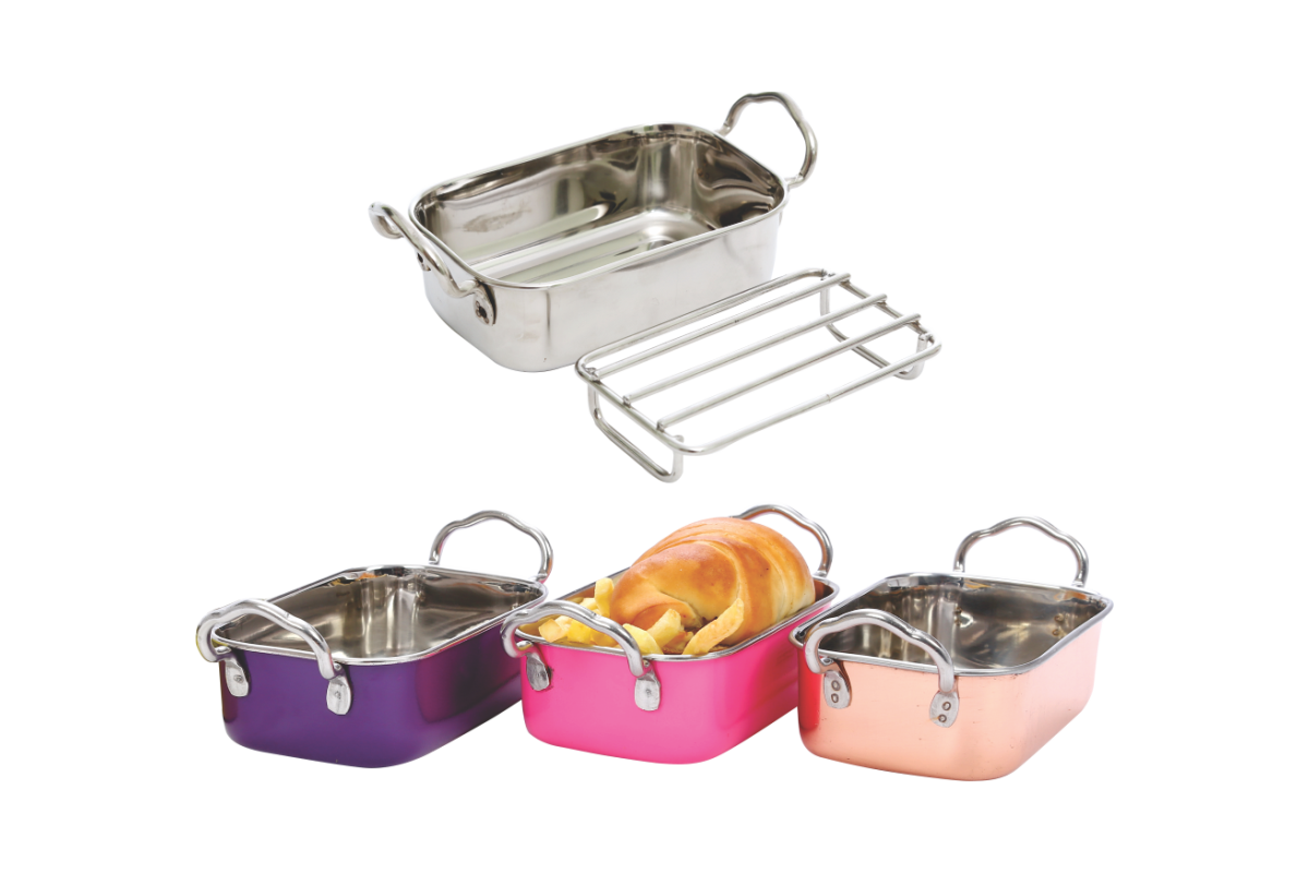 MINI ROASTING PAN (WITH & W/O GRILL) STAINLESS STEEL King Metal Works