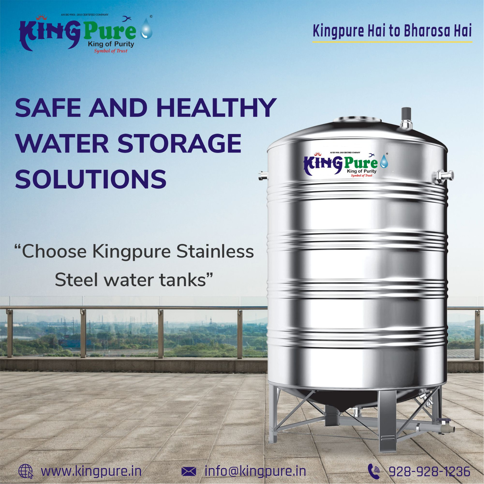 Safe & Healthy Storage Solutions Kingpure Best SS Water Tank