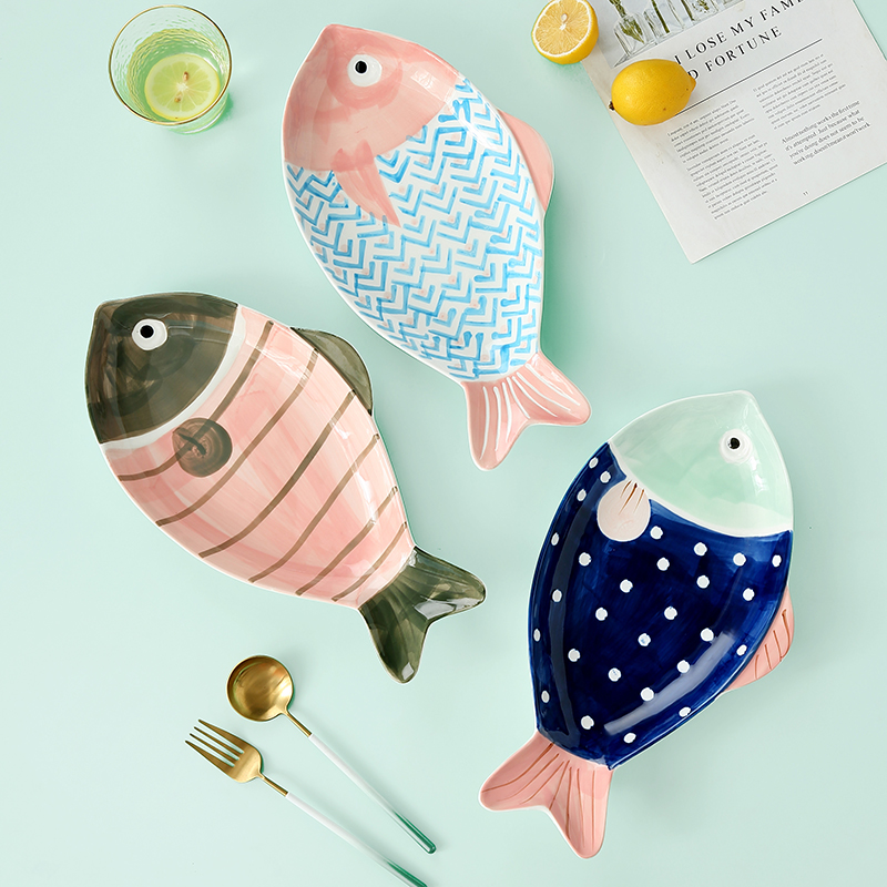 Creative Fish Shaped Plate Ceramic Serving Platter Fish Dish