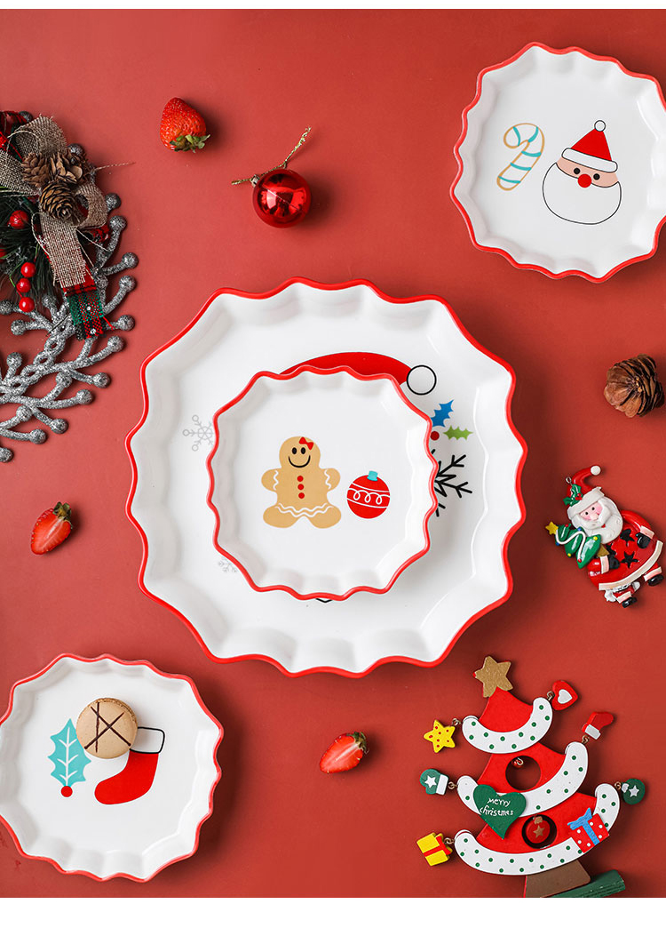 Decal Christmas Decorative Dining Plates Ceramic Hotel Dinnerware