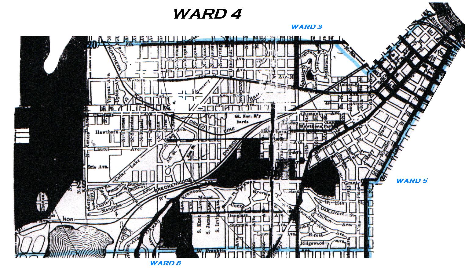 KinSource 1910 Map of Minneapolis Ward 4