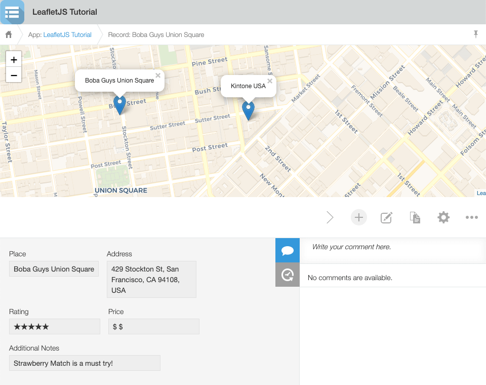 Pin Address Locations on Embedded Maps Kintone Developer Program