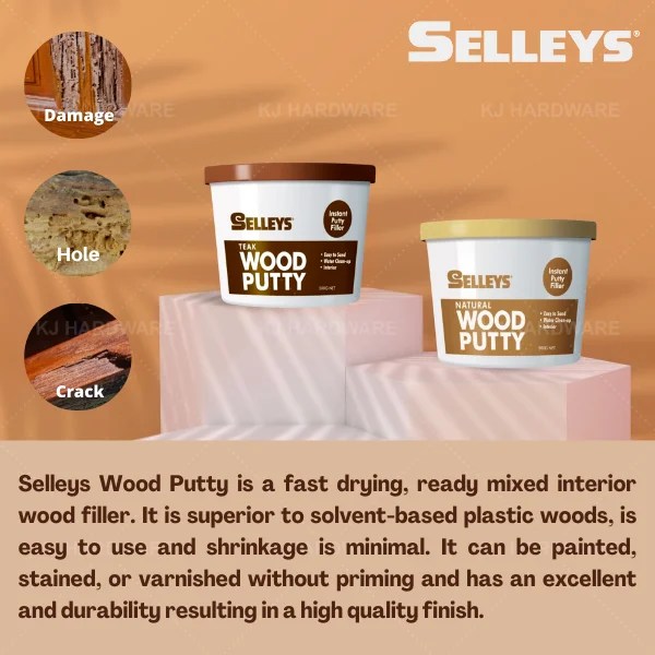 "SELLEYS" WOOD PUTTY (TEAK) 500GM补木膏