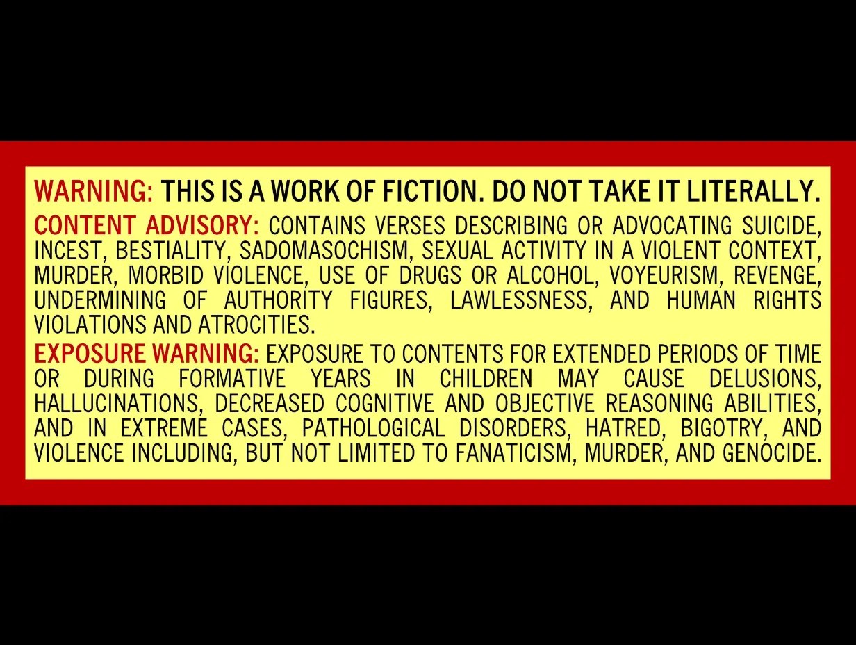On Warning Labels For Bibles Kirk Biglione
