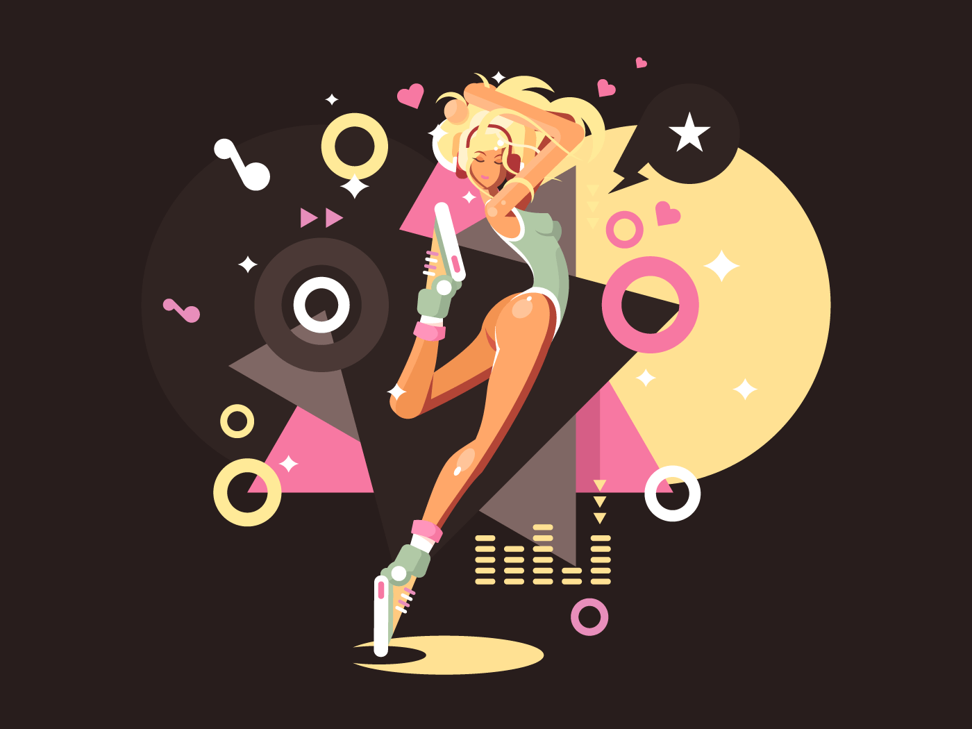 Girl dancing in club illustration Kit8