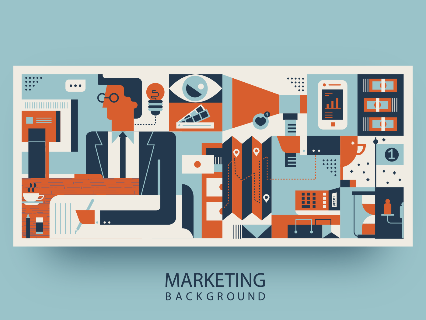 Marketing abstract background illustration Kit8