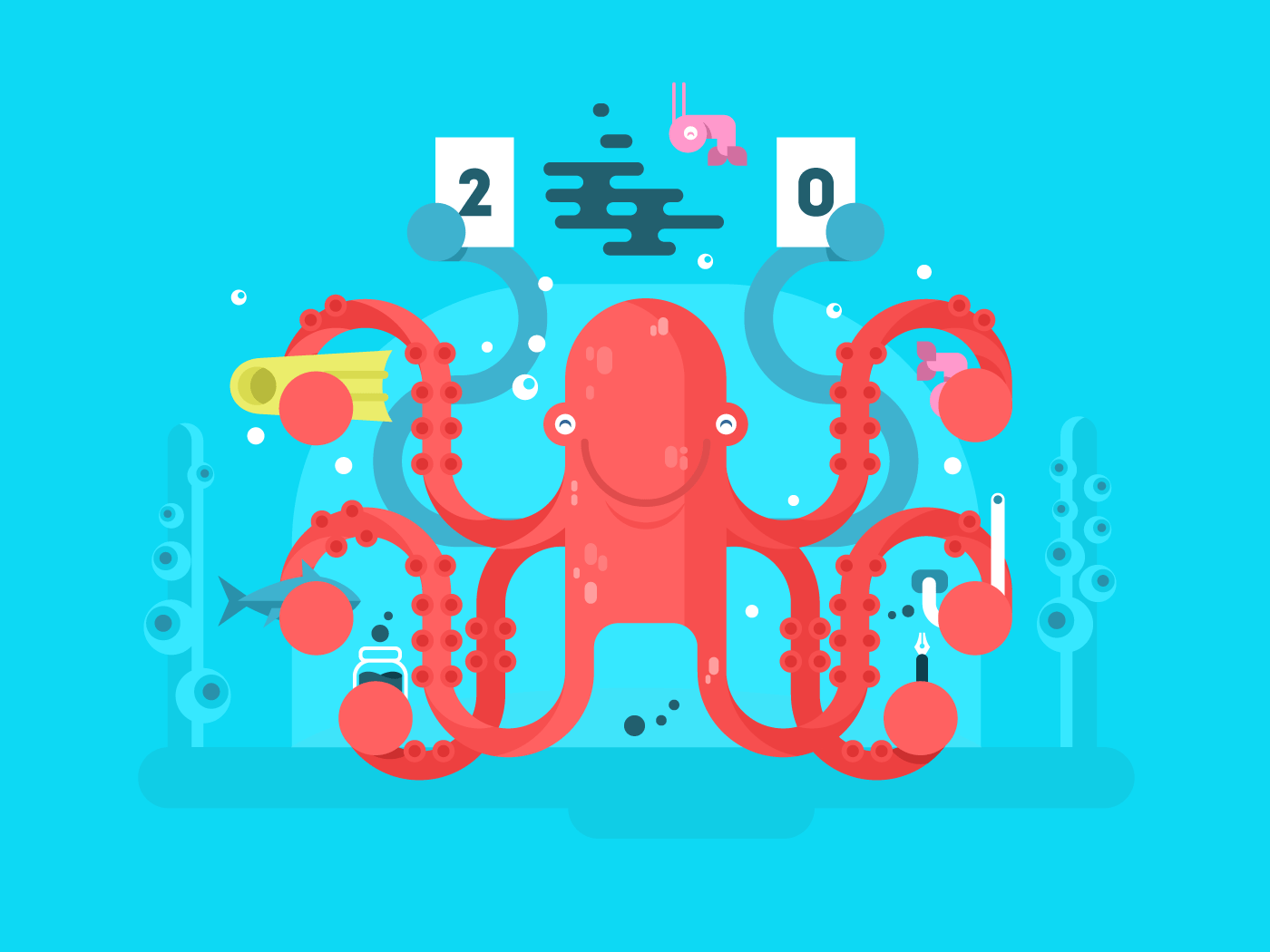 Octopus character illustration Kit8
