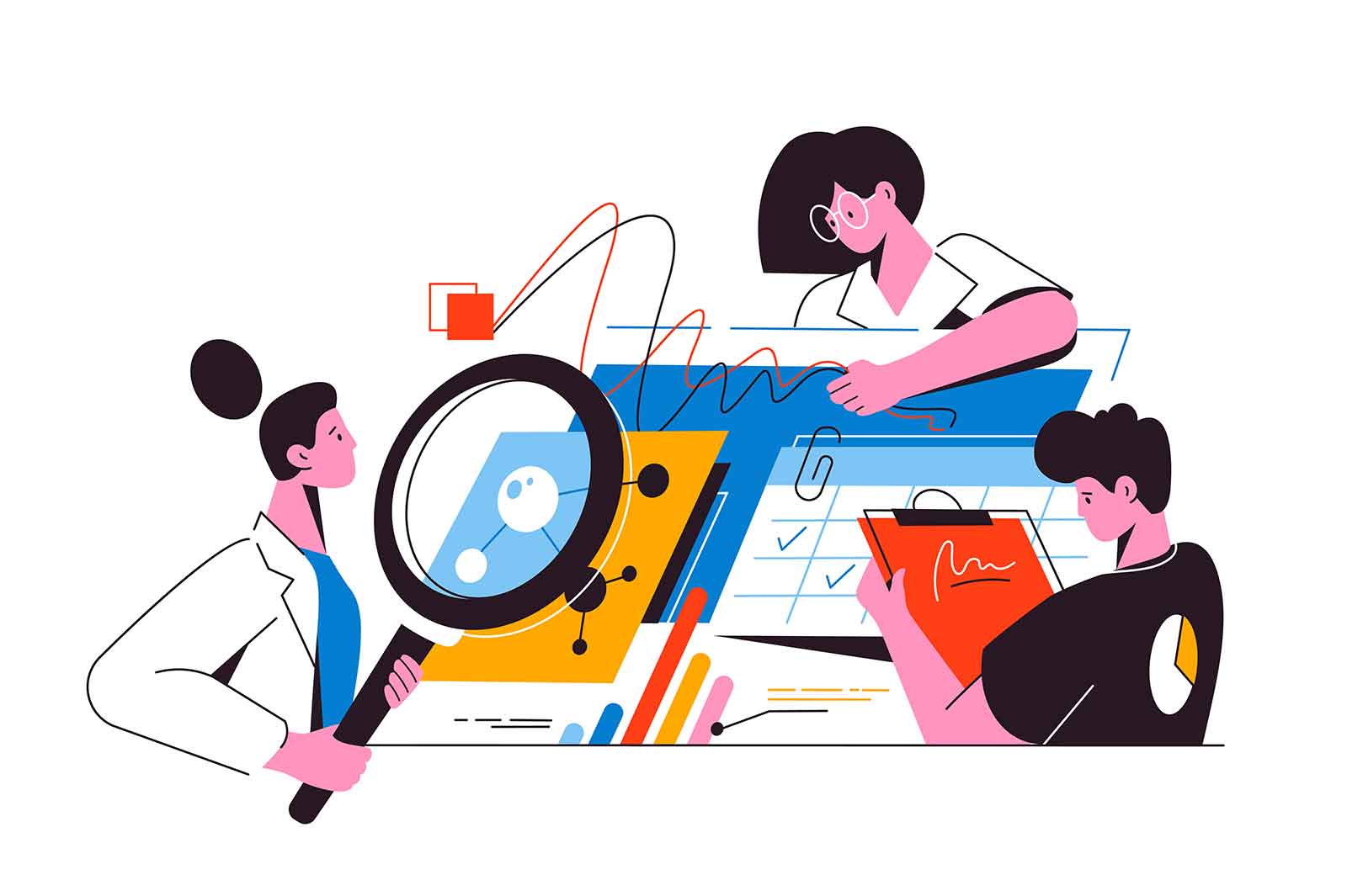 Teamwork review data do research and analyze