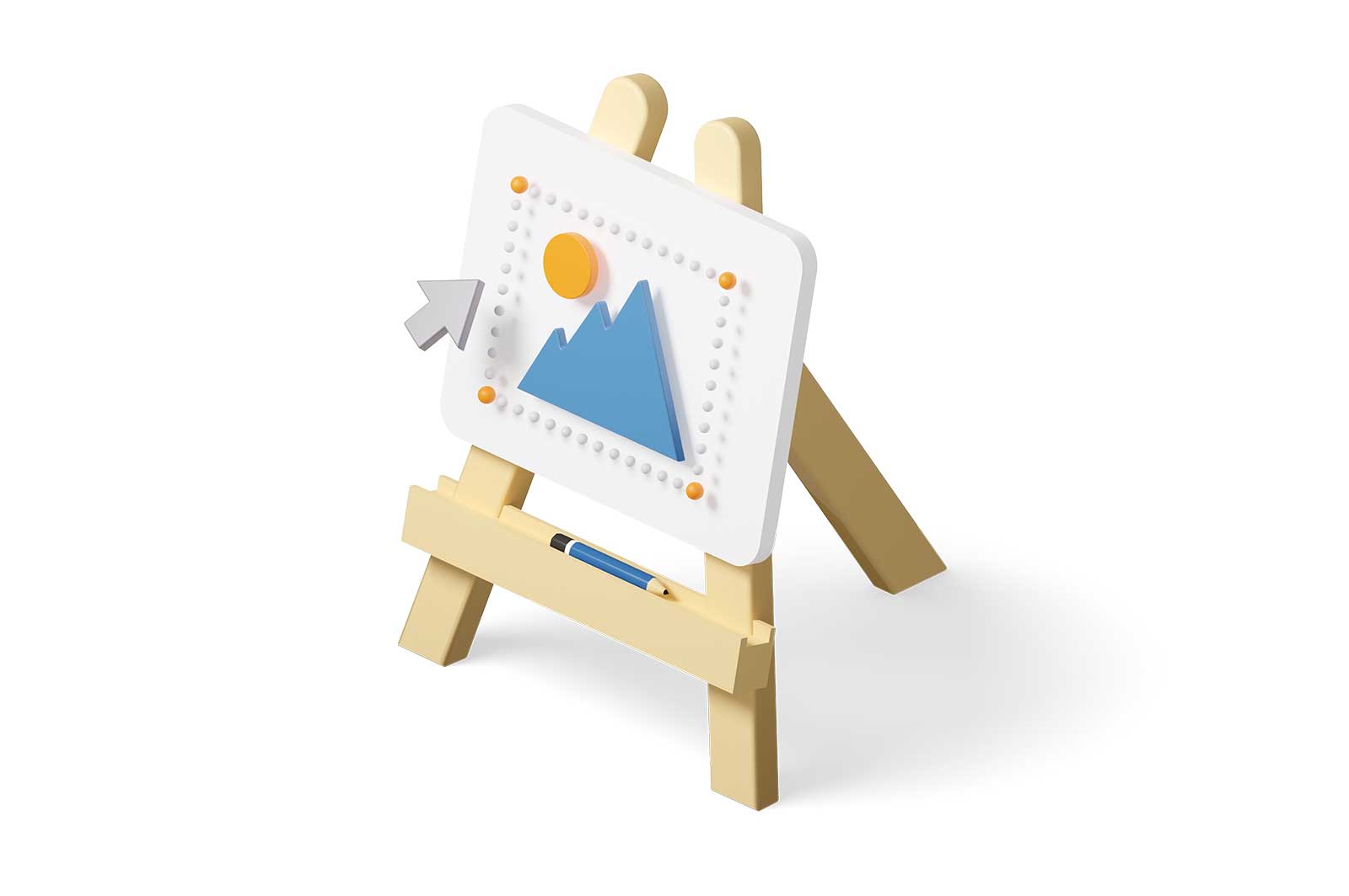 Digital easel stand with picture and cursor sign 3D Kit8