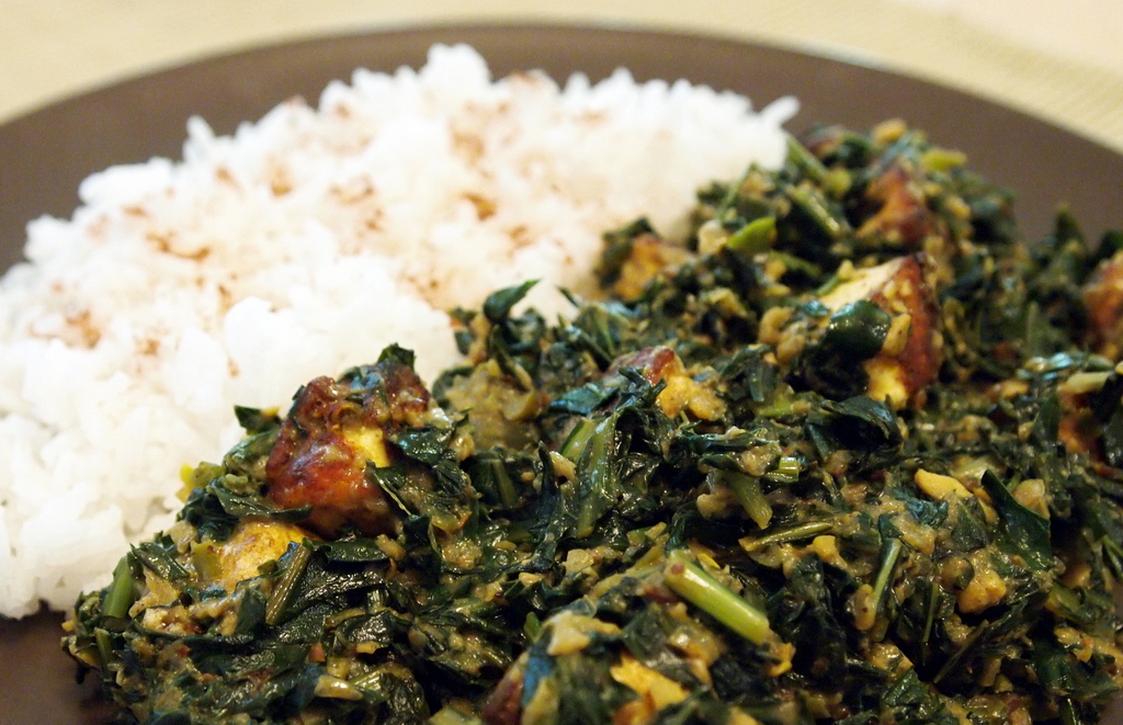 Saag Paneer with Sweet Potato Greens Coseppi Kitchen