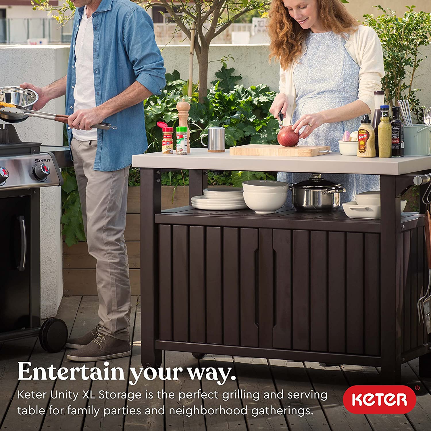 Keter Unity Outdoor Kitchen Table Storage Bar Cart Kitchen50