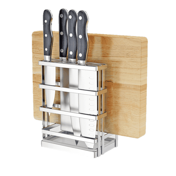 Stainless Steel Knife & Chopping Board Holder Kitchen 711