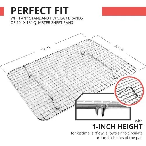 KITCHENATICS Quarter Sheet 100 Stainless Steel Roasting and Cooling Rack, 1/4 Sheet Rust Proof